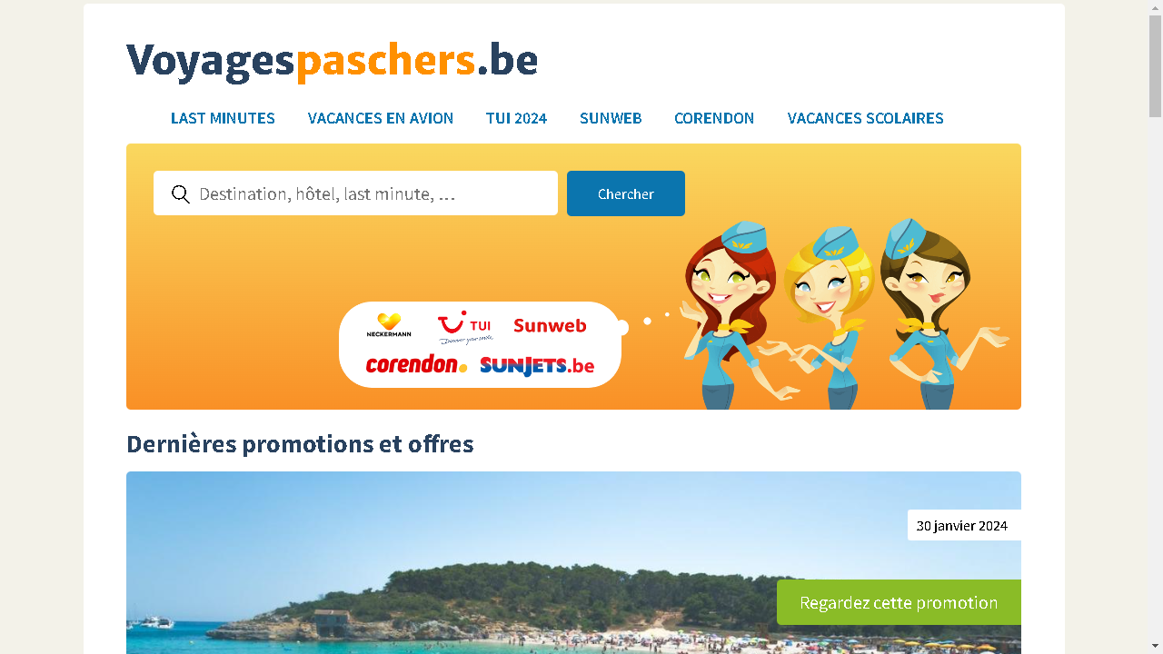 Capture d'écran de https://www.voyagespaschers.be/